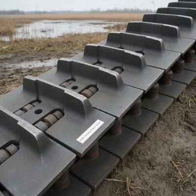 Kualitas D50 Swamp Track Shoe Assembly 900mm Lebar 25MnB Boron Alloy Steel Triple Grouser untuk Aplikasi Wetland Bulldozer pabrik